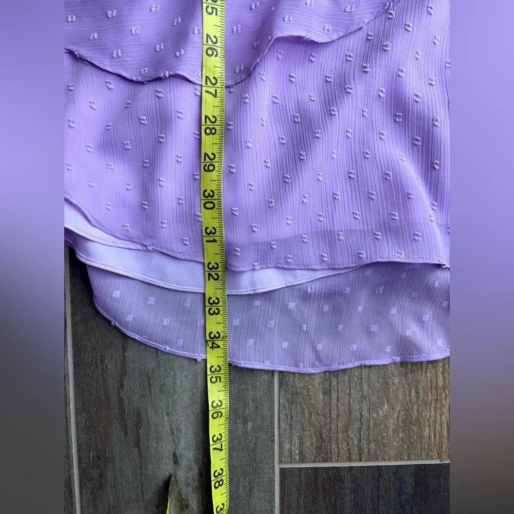 For Love And Lemons Tarta Long Sleeve Mini‎ Dress Swiss Dots Purple Medium